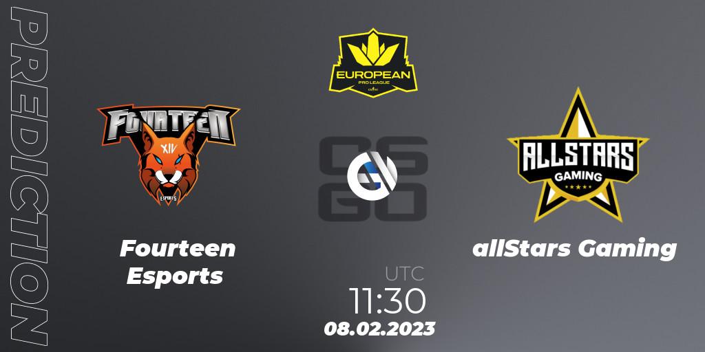 Fourteen Esports - allStars Gaming: ennuste. 08.02.23, CS2 (CS:GO), European Pro League Season 6: Division 2