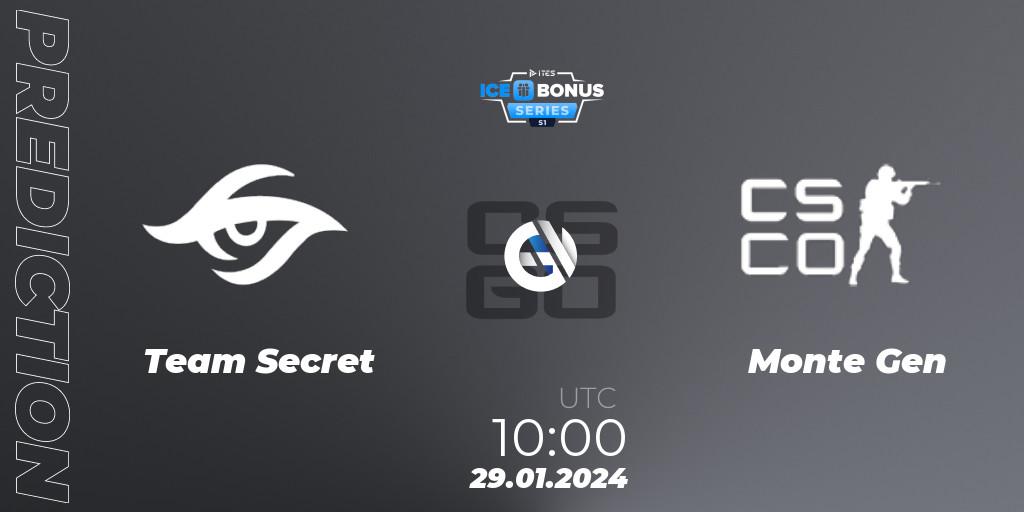 Team Secret - Monte Gen: ennuste. 29.01.2024 at 10:00, Counter-Strike (CS2), IceBonus Series #1
