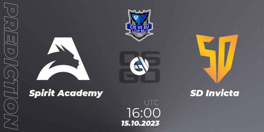 Spirit Academy - SD Invicta: ennuste. 15.10.2023 at 16:00, Counter-Strike (CS2), Nova Nation League: CIS vs EU Cup #2
