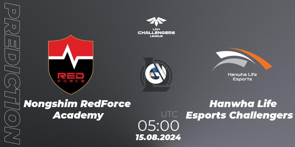 Nongshim RedForce Academy - Hanwha Life Esports Challengers: ennuste. 15.08.2024 at 05:00, LoL, LCK Challengers League 2024 Summer - Group Stage