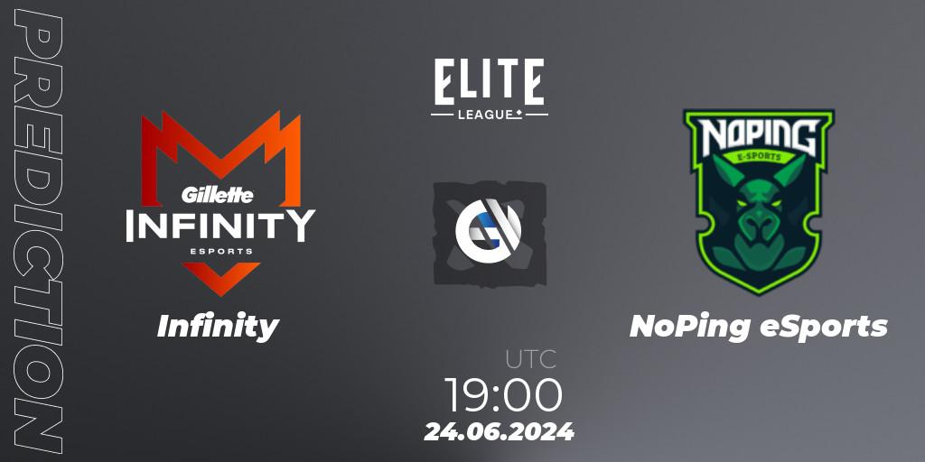 Infinity - NoPing eSports: ennuste. 24.06.2024 at 18:00, Dota 2, Elite League Season 2: South America Closed Qualifier