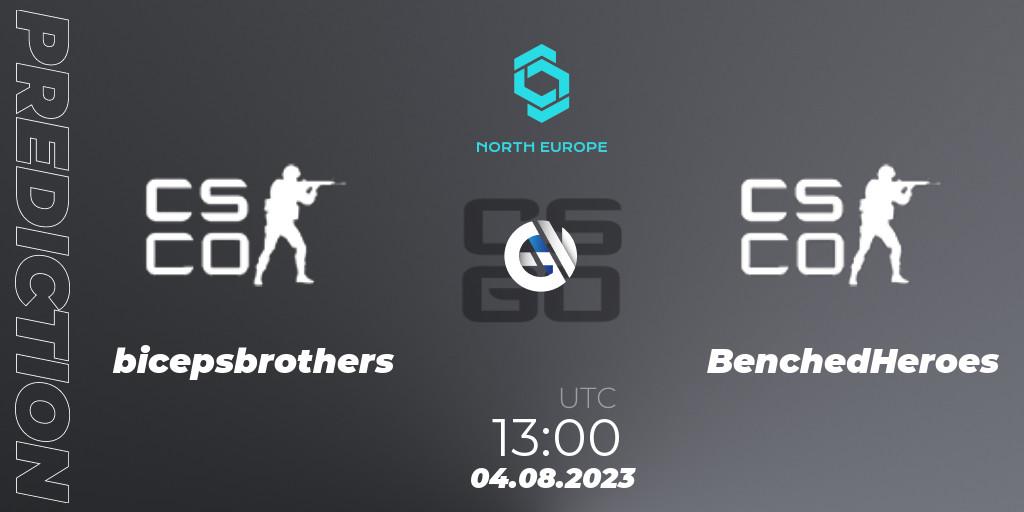 bicepsbrothers - BenchedHeroes: ennuste. 04.08.2023 at 13:00, Counter-Strike (CS2), CCT North Europe Series #7: Open Qualifier
