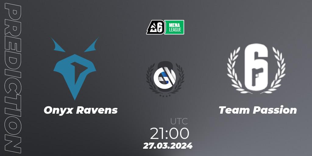 Onyx Ravens - Team Passion: ennuste. 27.03.2024 at 21:00, Rainbow Six, MENA League 2024 - Stage 1