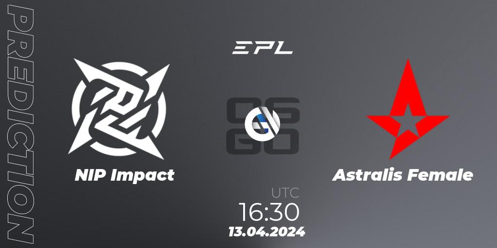 NIP Impact - Astralis Female: ennuste. 13.04.2024 at 16:30, Counter-Strike (CS2), European Pro League Female Season 1