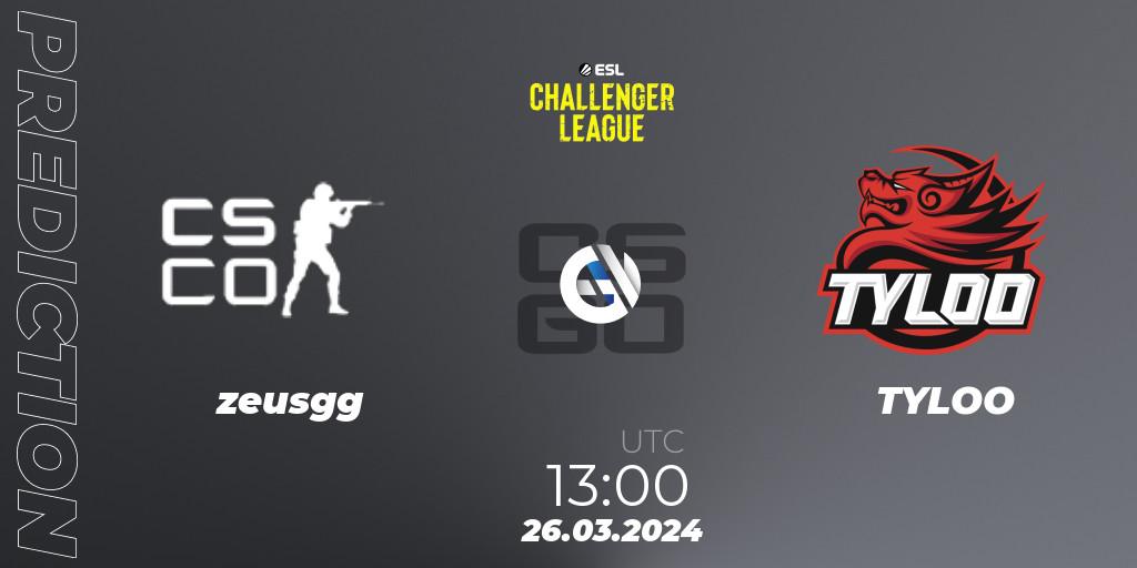 zeusgg - TYLOO: ennuste. 26.03.24, CS2 (CS:GO), ESL Challenger League Season 47: Asia