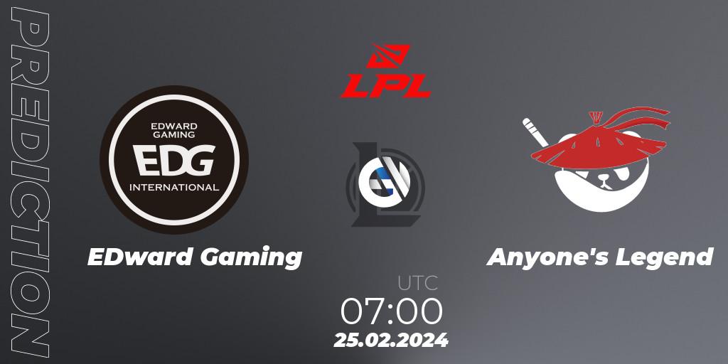 EDward Gaming - Anyone's Legend: ennuste. 25.02.24, LoL, LPL Spring 2024 - Group Stage
