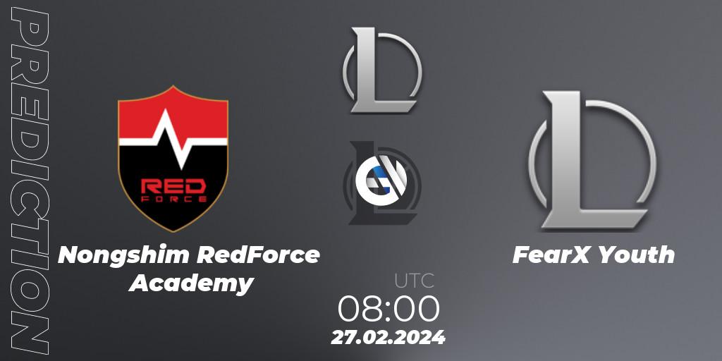 Nongshim RedForce Academy - FearX Youth: ennuste. 27.02.24, LoL, LCK Challengers League 2024 Spring - Group Stage