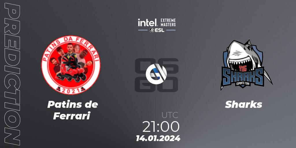 Patins de Ferrari - Sharks: ennuste. 14.01.2024 at 21:25, Counter-Strike (CS2), Intel Extreme Masters China 2024: South American Open Qualifier #1