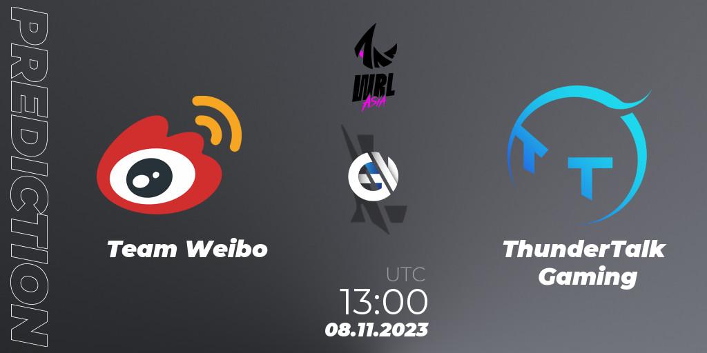 Team Weibo - ThunderTalk Gaming: ennuste. 08.11.2023 at 13:00, Wild Rift, WRL Asia 2023 - Season 2 - Regular Season