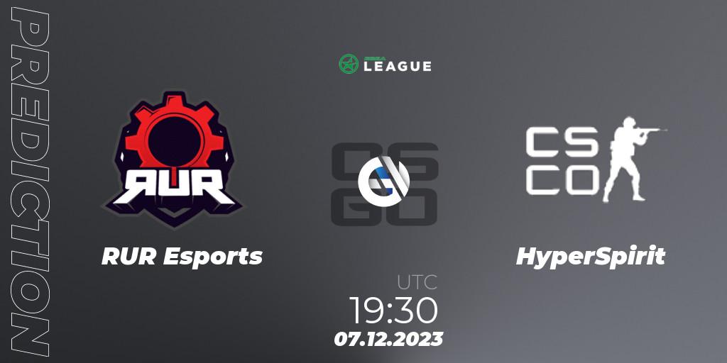 RUR Esports - HyperSpirit: ennuste. 07.12.2023 at 18:00, Counter-Strike (CS2), ESEA Season 47: Main Division - Europe