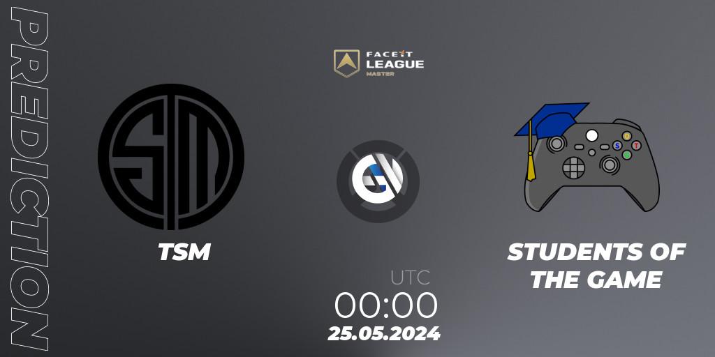 TSM - STUDENTS OF THE GAME: ennuste. 25.05.2024 at 00:00, Overwatch, FACEIT League Season 1 - NA Master Road to EWC