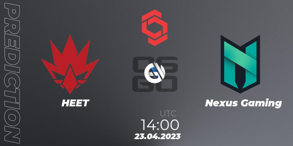 HEET - Nexus Gaming: ennuste. 23.04.23, CS2 (CS:GO), CCT Central Europe Series #6
