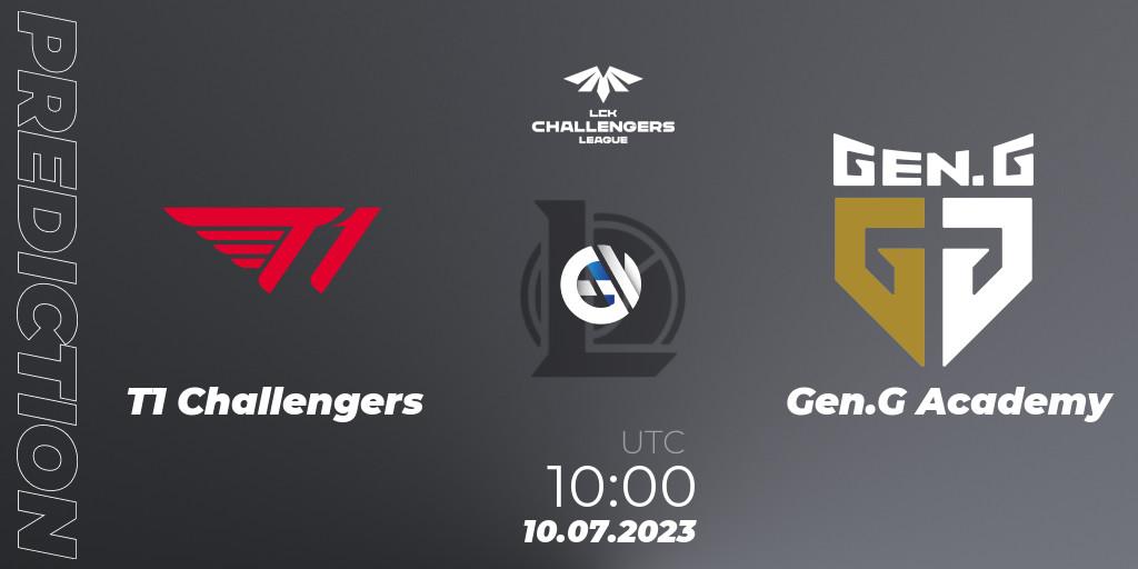 T1 Challengers - Gen.G Academy: ennuste. 10.07.23, LoL, LCK Challengers League 2023 Summer - Group Stage
