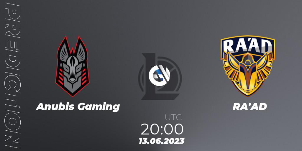 Anubis Gaming - RA'AD: ennuste. 13.06.2023 at 22:00, LoL, Arabian League Summer 2023 - Group Stage