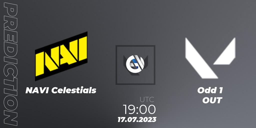 NAVI Celestials - Odd 1 OUT: ennuste. 17.07.2023 at 19:45, VALORANT, VCT 2023: Game Changers EMEA Series 2 - Group Stage