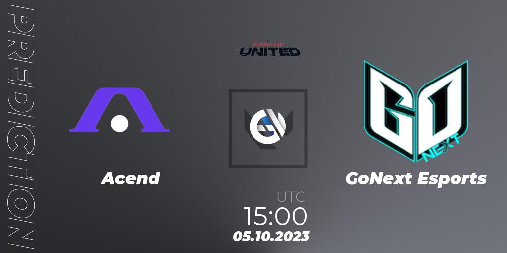 Acend - GoNext Esports: ennuste. 05.10.2023 at 15:00, VALORANT, VALORANT East: United: Season 2: Stage 3 - League