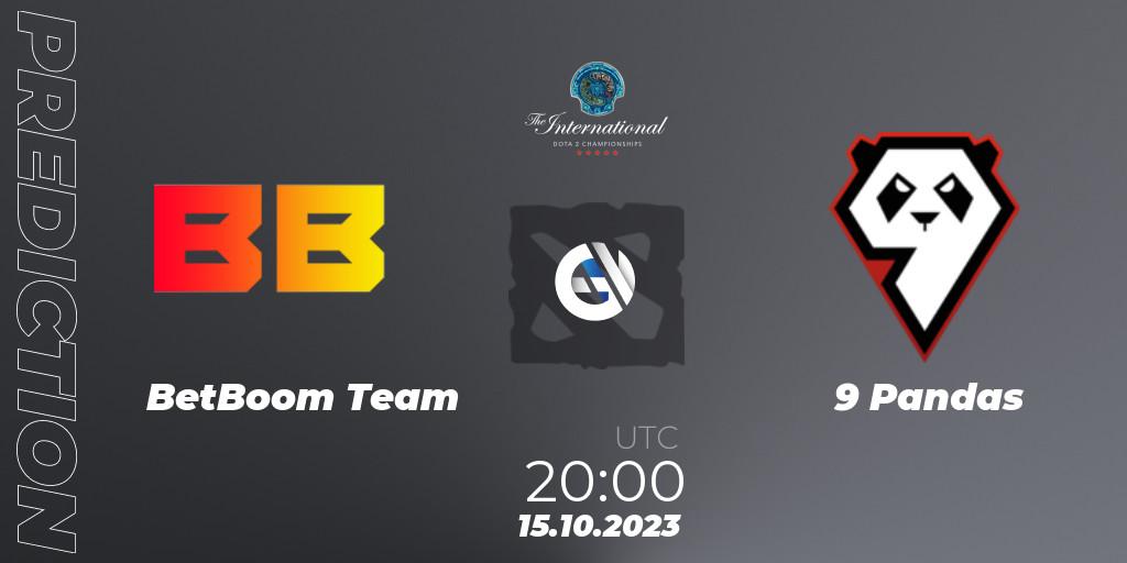 BetBoom Team - 9 Pandas: ennuste. 15.10.2023 at 18:58, Dota 2, The International 2023 - Group Stage