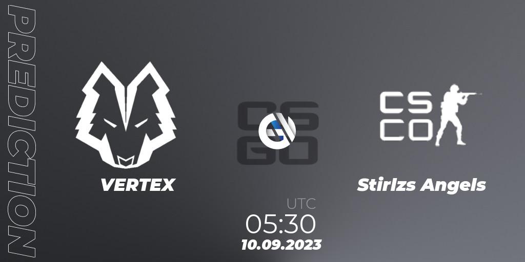 VERTEX - Stirlzs Angels: ennuste. 10.09.2023 at 05:30, Counter-Strike (CS2), CCT Oceania Series #1