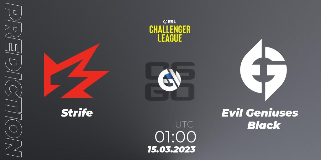 Strife - Evil Geniuses Black: ennuste. 15.03.2023 at 00:00, Counter-Strike (CS2), ESL Challenger League Season 44: North America