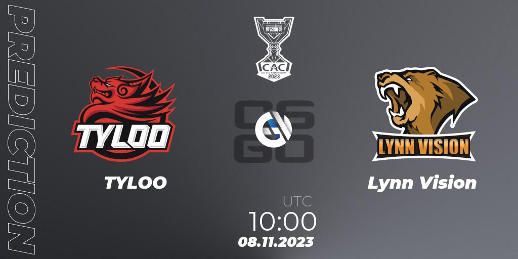 TYLOO - Lynn Vision: ennuste. 08.11.2023 at 12:15, Counter-Strike (CS2), CS Asia Championships 2023