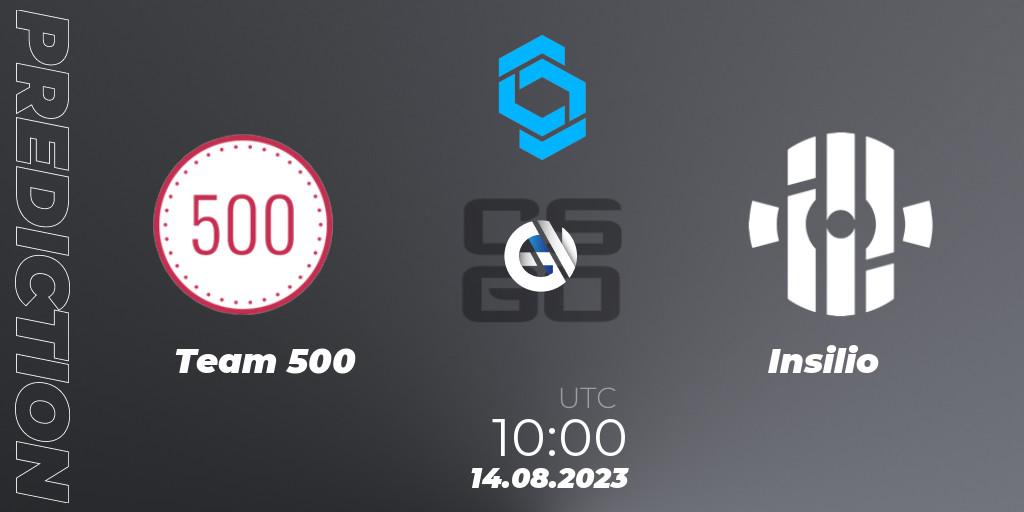 Team 500 - Insilio: ennuste. 14.08.2023 at 10:00, Counter-Strike (CS2), CCT East Europe Series #1