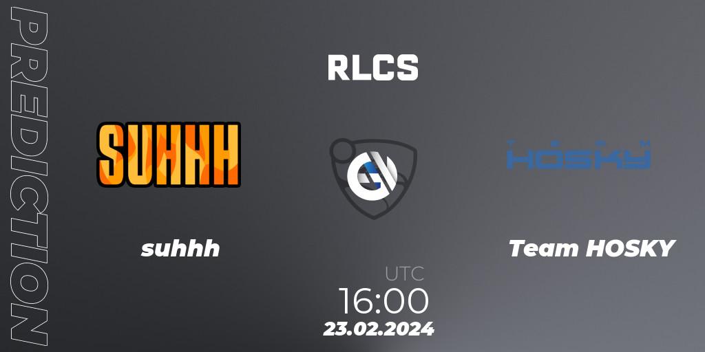 suhhh - Team HOSKY: ennuste. 23.02.2024 at 16:00, Rocket League, RLCS 2024 - Major 1: Europe Open Qualifier 2