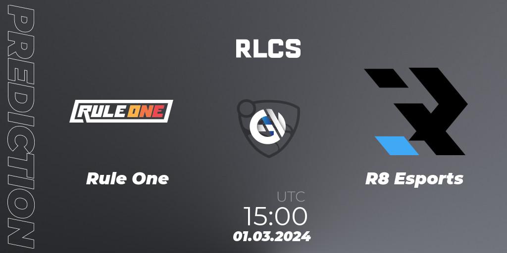 Rule One - R8 Esports: ennuste. 01.03.2024 at 15:00, Rocket League, RLCS 2024 - Major 1: MENA Open Qualifier 3