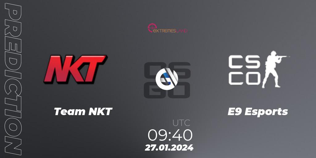 Team NKT - E9 Esports: ennuste. 27.01.2024 at 09:40, Counter-Strike (CS2), eXTREMESLAND 2023