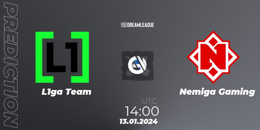 L1ga Team - Nemiga Gaming: ennuste. 13.01.2024 at 14:00, Dota 2, DreamLeague Season 22: Eastern Europe Closed Qualifier