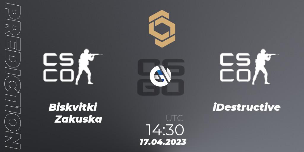 Biskvitki Zakuska - iDestructive: ennuste. 17.04.2023 at 14:30, Counter-Strike (CS2), CCT South Europe Series #4: Closed Qualifier