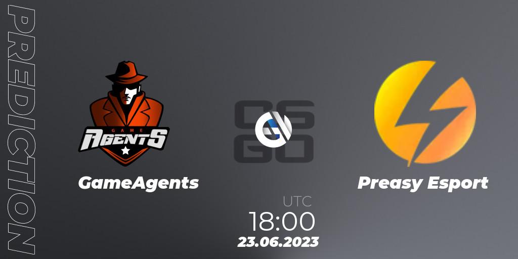 GameAgents - Preasy Esport: ennuste. 23.06.2023 at 18:00, Counter-Strike (CS2), Preasy Summer Cup 2023