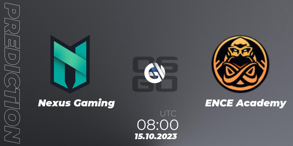 Nexus Gaming - ENCE Academy: ennuste. 15.10.2023 at 08:00, Counter-Strike (CS2), European Pro League Season 11: Division 2
