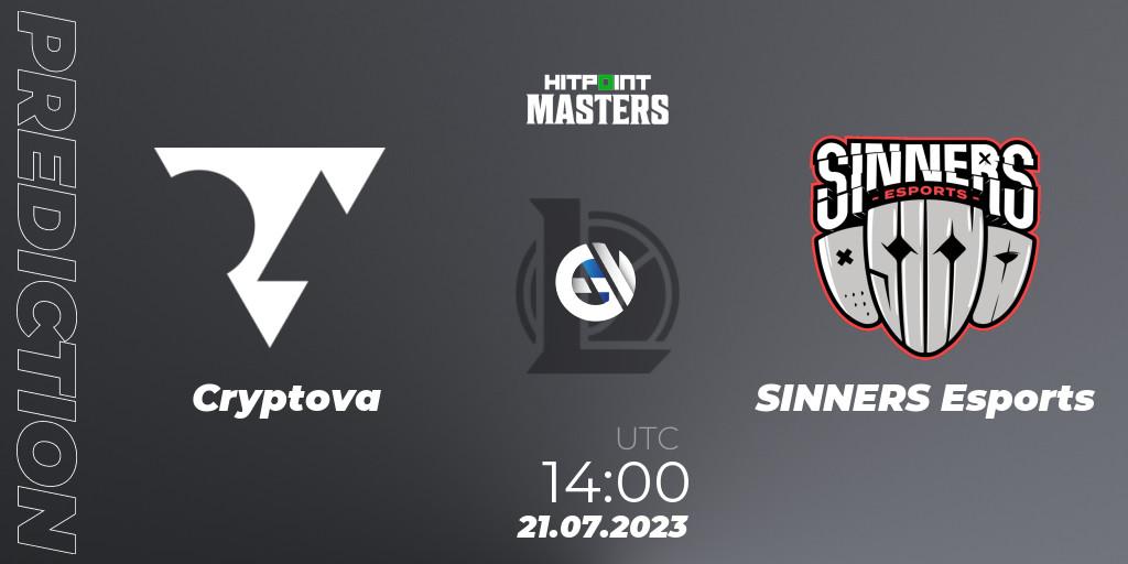 Cryptova - SINNERS Esports: ennuste. 21.07.23, LoL, Hitpoint Masters Summer 2023 - Group Stage