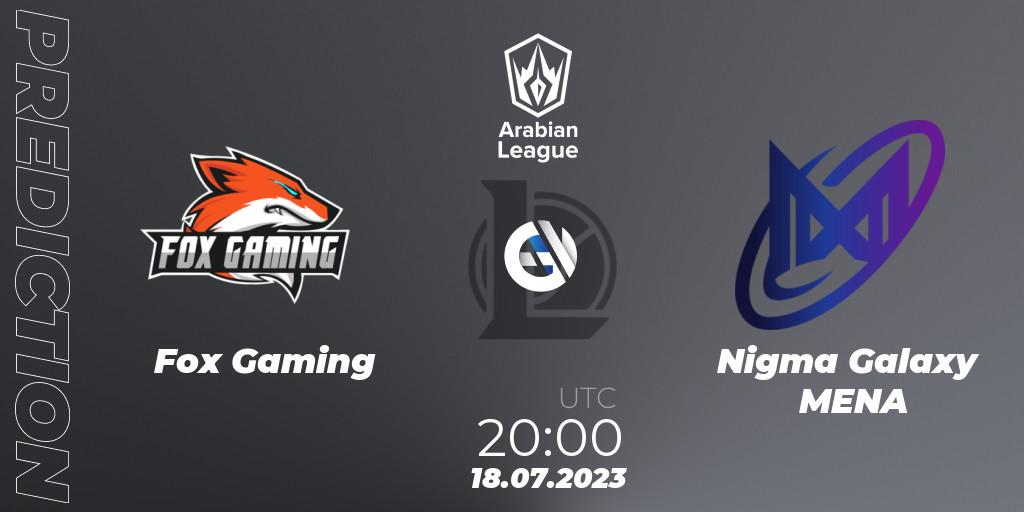 Fox Gaming - Nigma Galaxy MENA: ennuste. 18.07.2023 at 20:00, LoL, Arabian League Summer 2023 - Group Stage