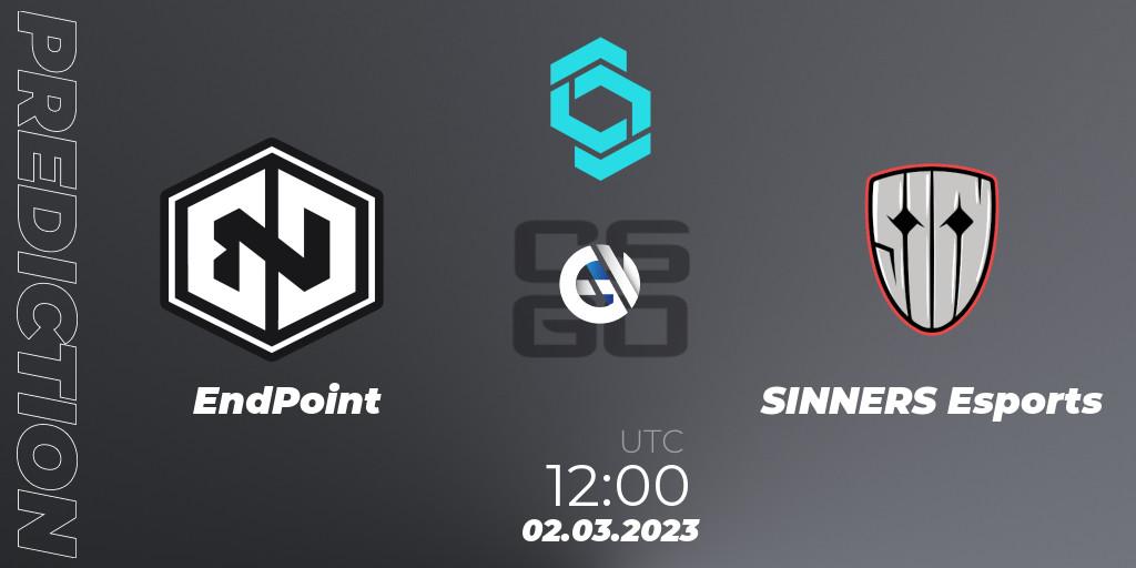 EndPoint - SINNERS Esports: ennuste. 02.03.2023 at 12:25, Counter-Strike (CS2), CCT North Europe Series #4
