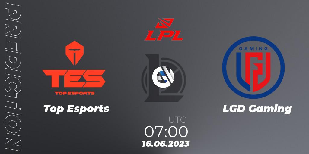 Top Esports - LGD Gaming: ennuste. 16.06.23, LoL, LPL Summer 2023 Regular Season