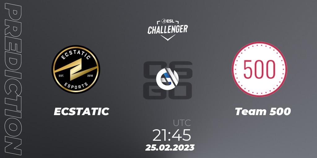 ECSTATIC - Team 500: ennuste. 25.02.2023 at 21:45, Counter-Strike (CS2), ESL Challenger Melbourne 2023 Europe Open Qualifier