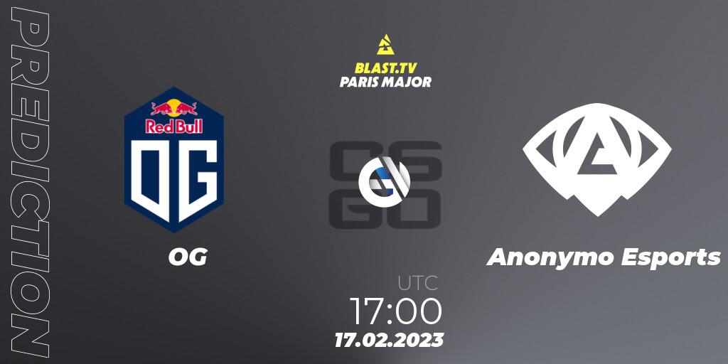 OG - Anonymo Esports: ennuste. 17.02.2023 at 17:00, Counter-Strike (CS2), BLAST.tv Paris Major 2023 Europe RMR Closed Qualifier B