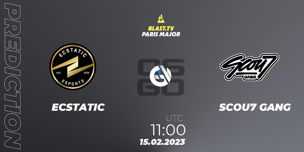ECSTATIC - SCOU7 GANG: ennuste. 15.02.2023 at 11:00, Counter-Strike (CS2), BLAST.tv Paris Major 2023 Europe RMR Open Qualifier 2