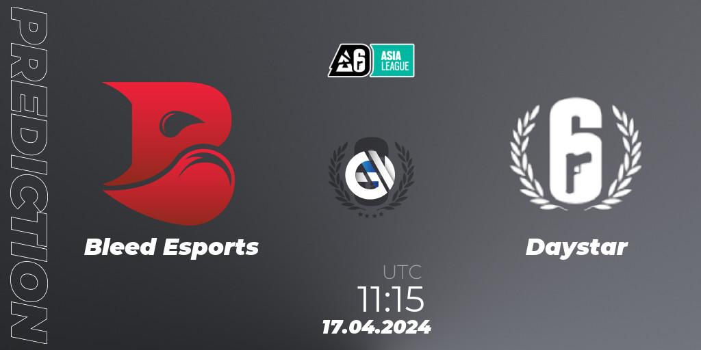 Bleed Esports - Daystar: ennuste. 17.04.2024 at 11:15, Rainbow Six, Asia League 2024 - Stage 1