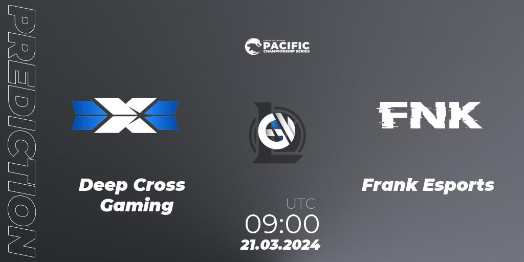 Deep Cross Gaming - Frank Esports: ennuste. 21.03.2024 at 09:00, LoL, PCS Playoffs Spring 2024