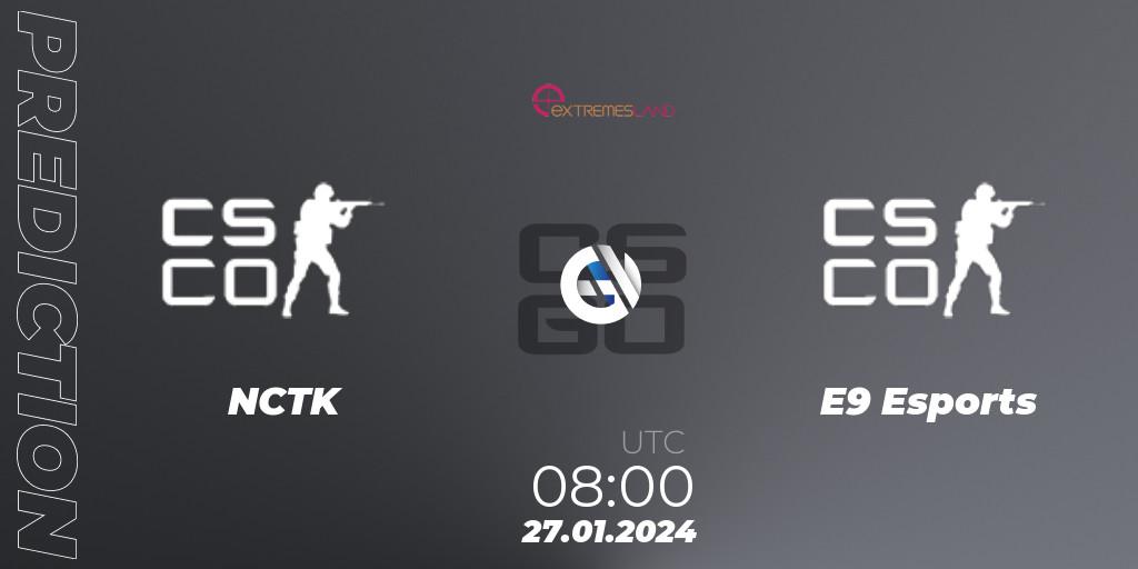 NCTĐK - E9 Esports: ennuste. 27.01.2024 at 07:10, Counter-Strike (CS2), eXTREMESLAND 2023