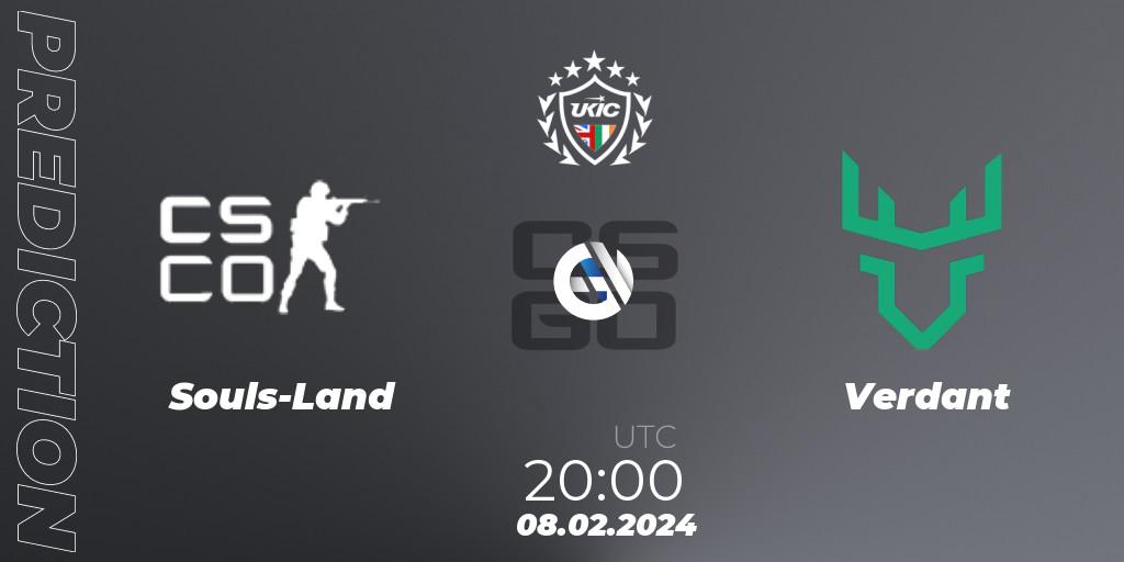 Souls-Land - Verdant: ennuste. 08.02.2024 at 20:00, Counter-Strike (CS2), UKIC League Season 1: Division 1