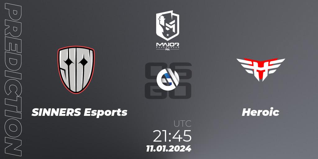 SINNERS Esports - Heroic: ennuste. 11.01.2024 at 21:45, Counter-Strike (CS2), PGL CS2 Major Copenhagen 2024 Europe RMR Open Qualifier 2