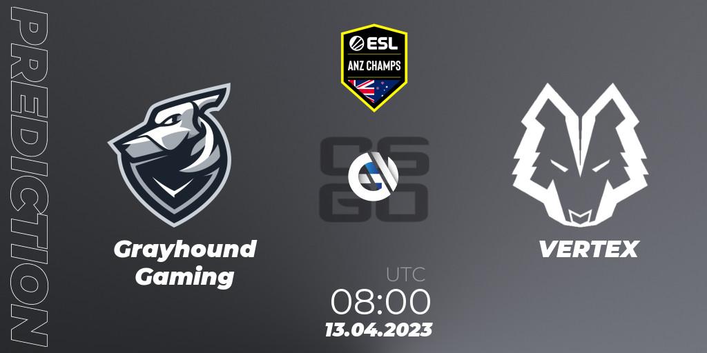 Grayhound Gaming - VERTEX: ennuste. 13.04.2023 at 08:00, Counter-Strike (CS2), ESL ANZ Champs Season 16