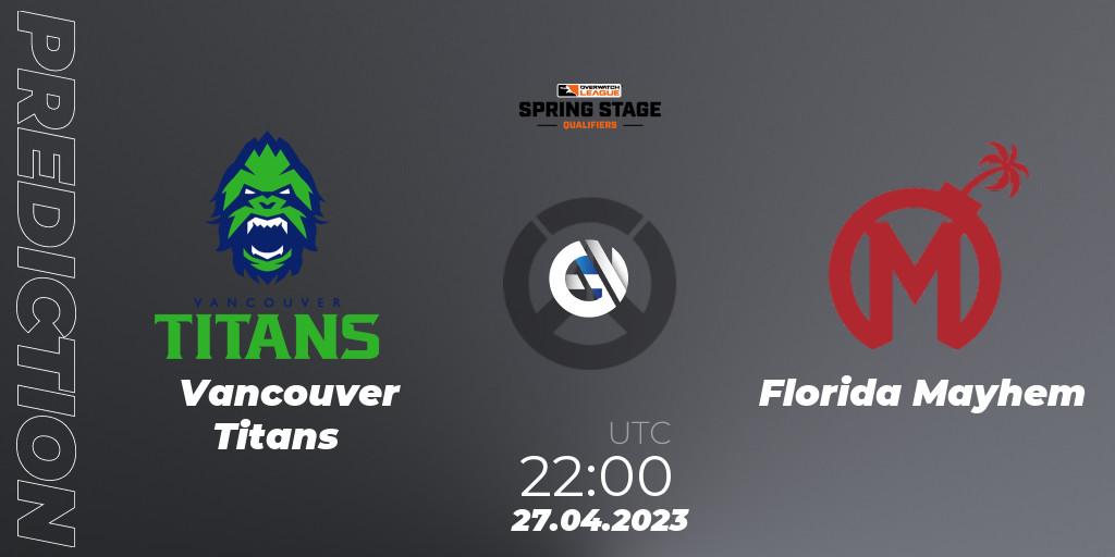 Vancouver Titans - Florida Mayhem: ennuste. 27.04.2023 at 23:00, Overwatch, OWL Stage Qualifiers Spring 2023 West