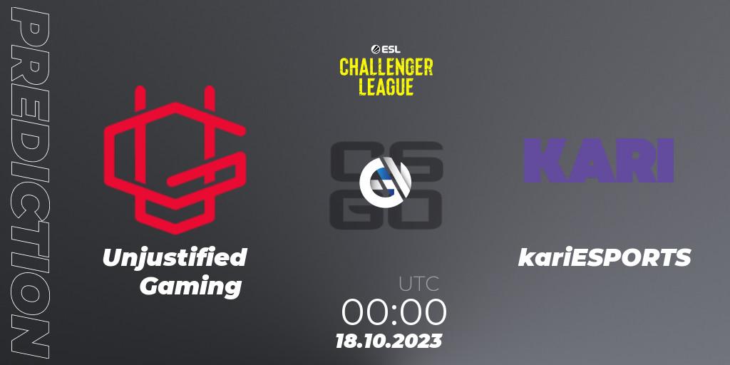 Unjustified Gaming - kariESPORTS: ennuste. 08.11.23, CS2 (CS:GO), ESL Challenger League Season 46: North America