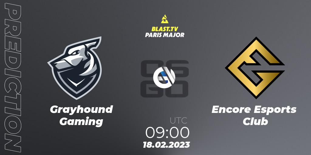 Grayhound Gaming - Encore Esports Club: ennuste. 18.02.2023 at 09:00, Counter-Strike (CS2), BLAST.tv Paris Major 2023 Oceania RMR Closed Qualifier