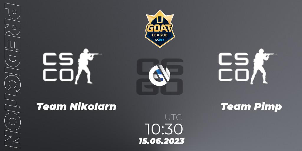 Team Nikolarn - Team Pimp: ennuste. 15.06.2023 at 10:30, Counter-Strike (CS2), 1xBet GOAT League 2023 Summer VACation