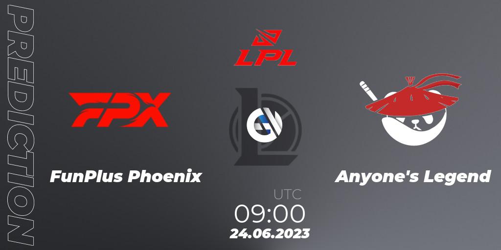 FunPlus Phoenix - Anyone's Legend: ennuste. 24.06.23, LoL, LPL Summer 2023 Regular Season